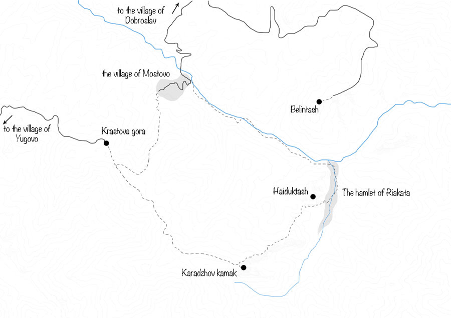 Schematic map of the area next to Karadzhov Kamak